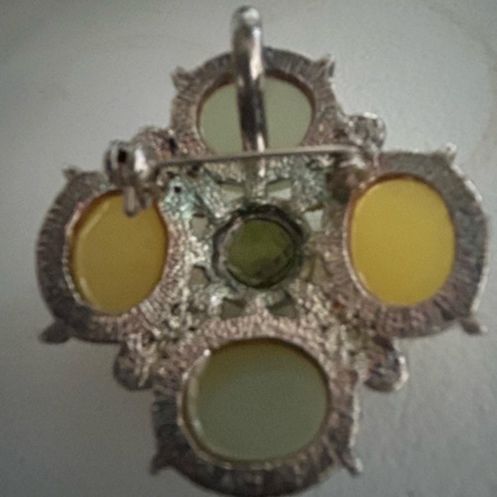 Cabochon And Rhinestone Brooch Or Necklace - Picture 5 of 5